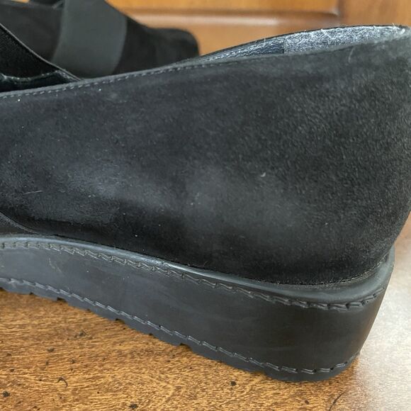 Stuart Weitzman Leather Suede Loafer Black Slip On Stretch Band Women's Size 10 - Picture 12 of 12